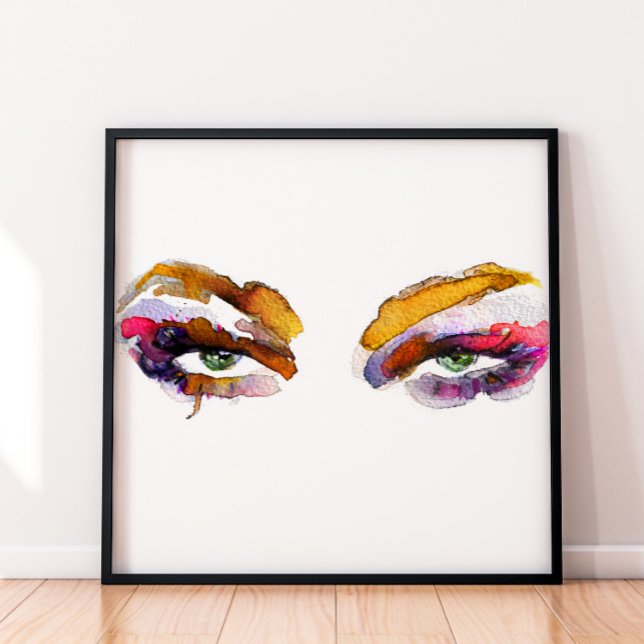 Vibrant Watercolor Pink Purple Female Eye Makeup Poster (Creator Uploaded)