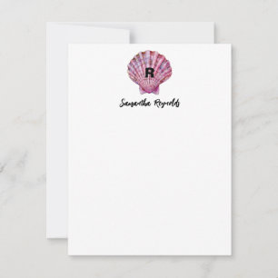 Vibrant watercolor pink seashell illustration card