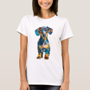 Vibrant Watercolor Psychedelic Dachshund Women T-Shirt