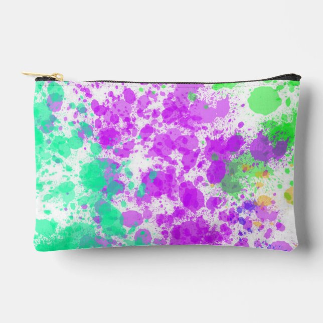 Vibrant Watercolor Splash Makeup Bag | Abstract  (Front)