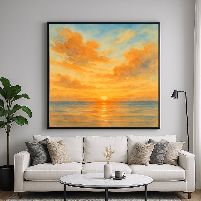 Vibrant Watercolor Style Sunset Seascape Poster (Creator Uploaded)