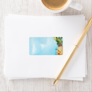 Vibrant Watercolor Tropical Pineapple Envelope Label