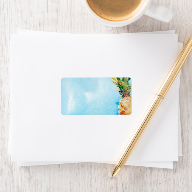 Vibrant Watercolor Tropical Pineapple Envelope Label (Insitu)