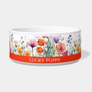 Vibrant Watercolor Wildflowers Custom Dog