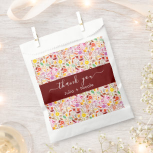 Vibrant Watercolors Summer Tulip Flowers Wedding Favour Bags