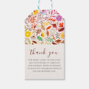 Vibrant Watercolors Summer Tulip Flowers Wedding Gift Tags