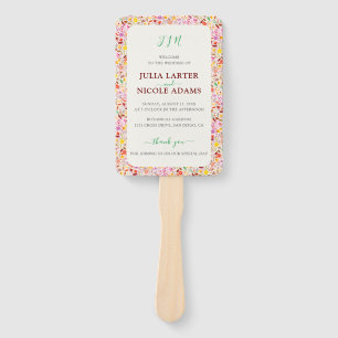 Vibrant Watercolors Summer Tulip Flowers Wedding Hand Fan