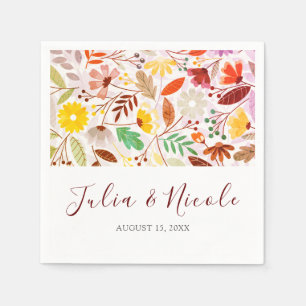 Vibrant Watercolors Summer Tulip Flowers Wedding Napkin