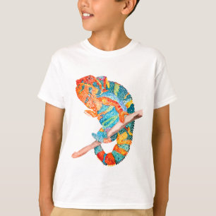 Vibrant watercolour Chameleon T-Shirt