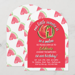 Vibrant Watermelon, One in a Melon, 1st Birthday Invitation