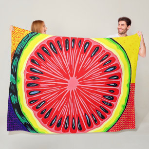 Vibrant Watermelon Pop Art Fleece Blanket