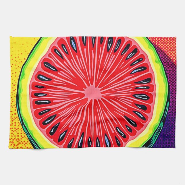 Vibrant Watermelon Pop Art Tea Towel (Horizontal)
