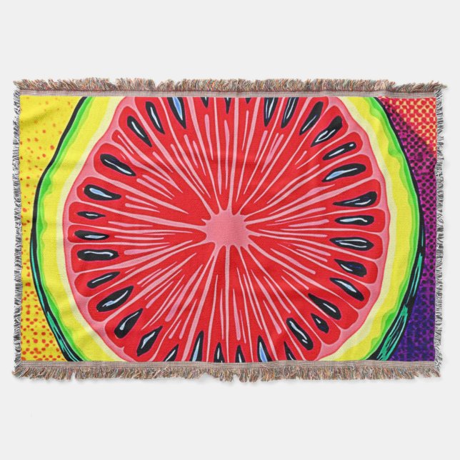Vibrant Watermelon Pop Art Throw Blanket (Front)