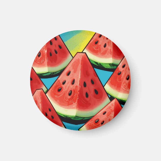Vibrant Watermelon Slices Pop Art Magnet (Front)