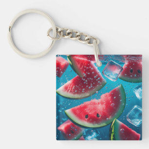 Vibrant Watermelon Slices Underwater – Refreshing Key Ring