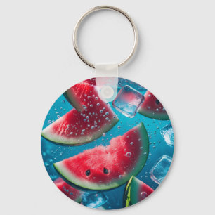 Vibrant Watermelon Slices Underwater – Refreshing Key Ring