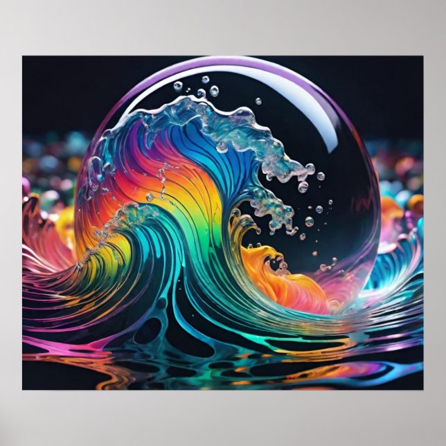 Vibrant Wave of Multiple Colours Poster (Front)