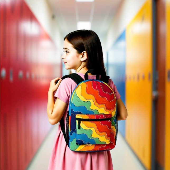 Vibrant Wavelengths-Bold, Colorful, Unforgettable Printed Backpack (Creator Uploaded)