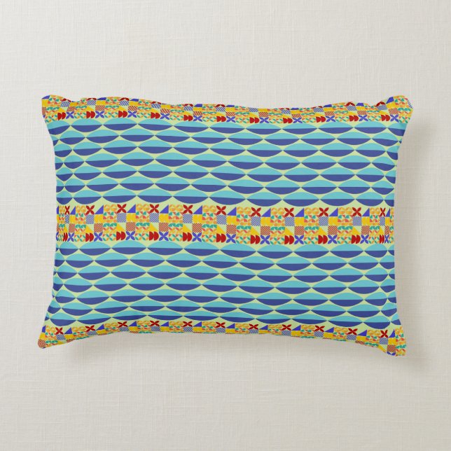 Vibrant Waves Mosaic Decorative Cushion (Back)