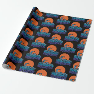 Vibrant waves & sunset wrapping paper