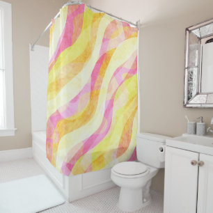 Vibrant Wavy Abstract Pattern Shower Curtain