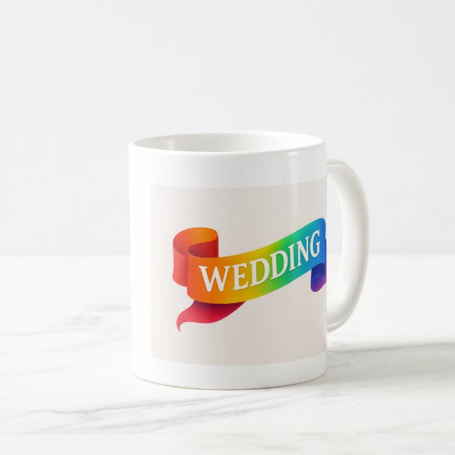 Vibrant Wedding Celebration Ribbon Coffee Mug (Front Right)