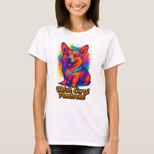 Vibrant Welsh Corgi Pembroke Pop Art Design T-Shirt