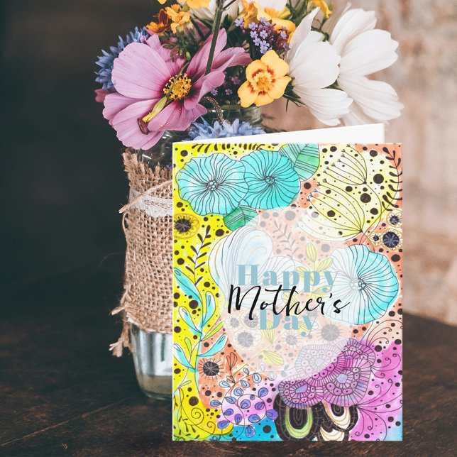 Vibrant Whimsical Floral Artistic Mother's Day Card (Creator Uploaded)