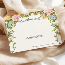 Vibrant Whimsical Floral Bridal Shower Advice Card