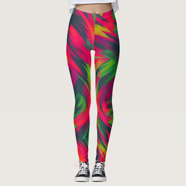 Vibrant Whirl – Neon Energy Leggings (Front)