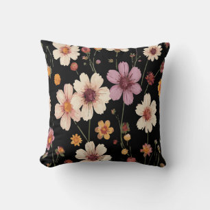 Vibrant White, Pink, and Yellow Flowers Cushion