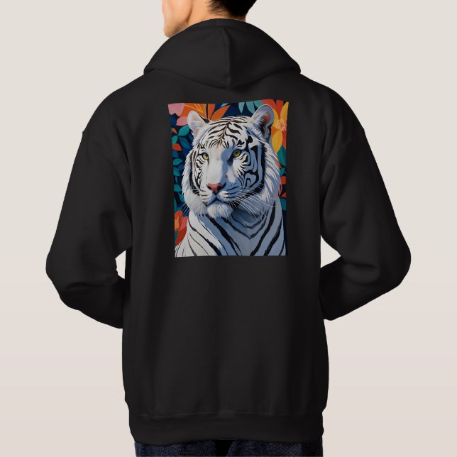 Vibrant White Tiger Hoodie (Back)
