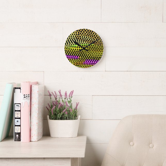 "Vibrant Wilderness" Colourful Abstract Print Round Clock (Reading Room)