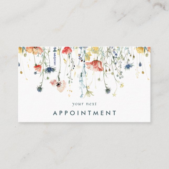 Vibrant Wildflower Appointment Card (Front)