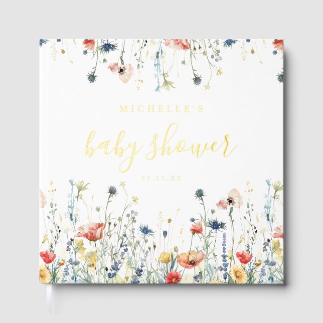 Vibrant Wildflower Baby Shower Guest Book (Front)