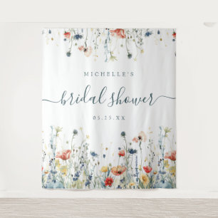 Vibrant Wildflower Bridal Shower Backdrop Tapestry