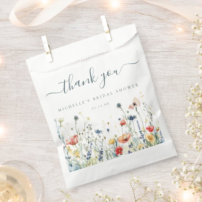 Vibrant Wildflower Bridal Shower Favour Bags (Clipped)