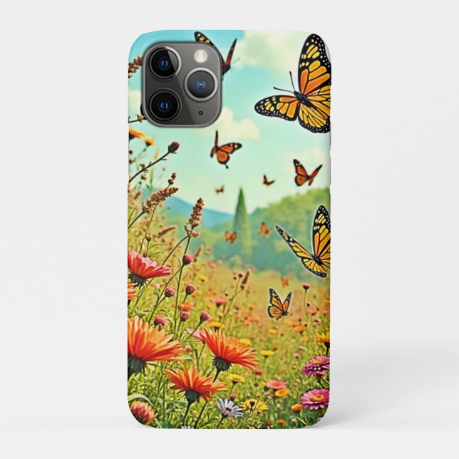 Vibrant Wildflower Butterfly Joy Design Case-Mate iPhone Case (Back)