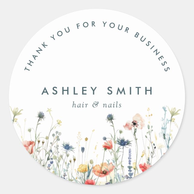 Vibrant Wildflower Classic Round Sticker (Front)