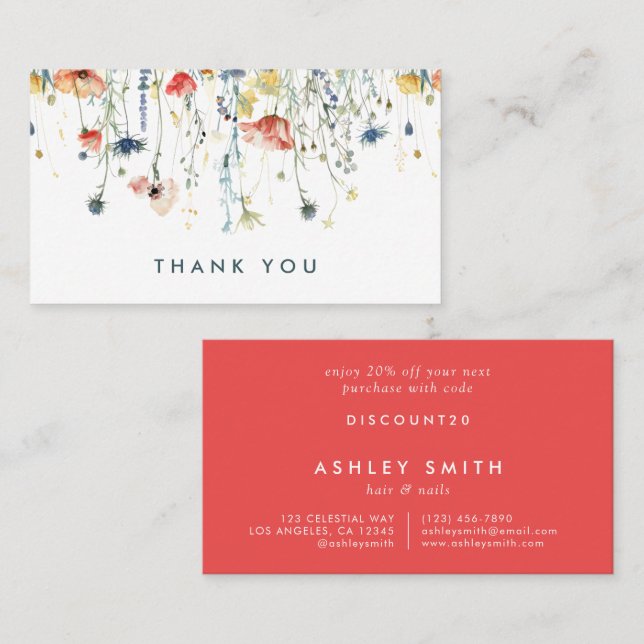 Vibrant Wildflower Discount Card (Front/Back)