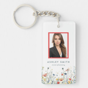 Vibrant Wildflower Employee ID Key Ring