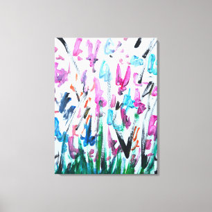 Vibrant Wildflower Field Abstract Canvas Print