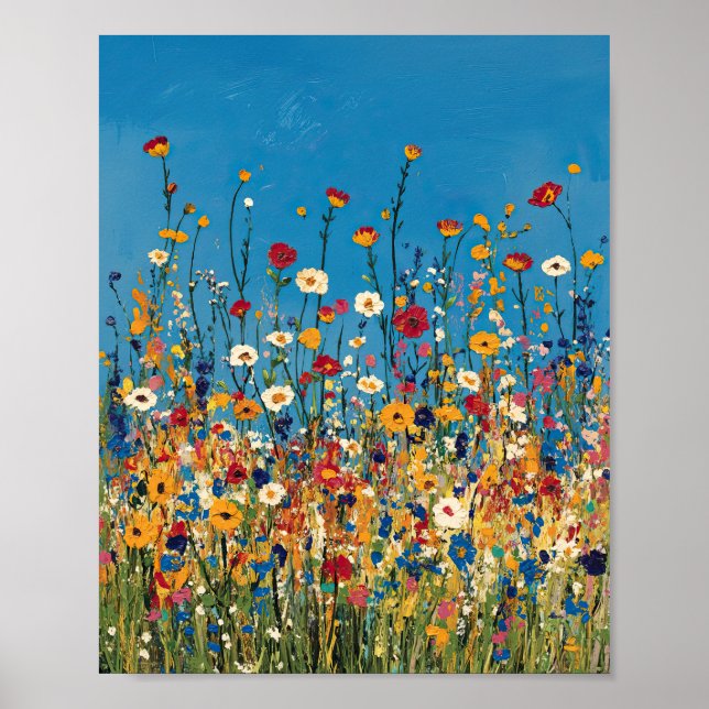 Vibrant Wildflower Field Impressionist Poster Wall (Front)