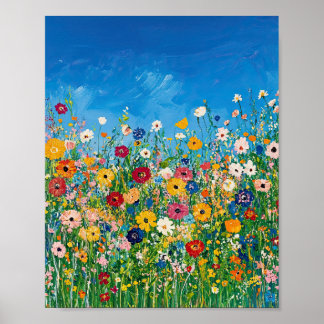 Vibrant Wildflower Field Impressionist Poster Wall