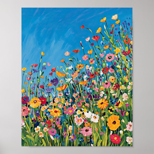 Vibrant Wildflower Field Impressionist Poster Wall (Front)