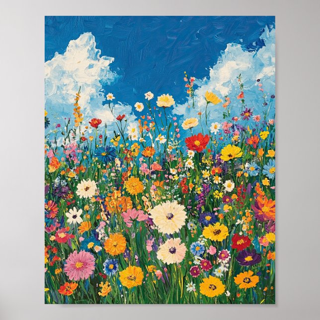 Vibrant Wildflower Field Impressionist Poster Wall (Front)