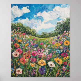 Vibrant Wildflower Field Impressionist Poster Wall