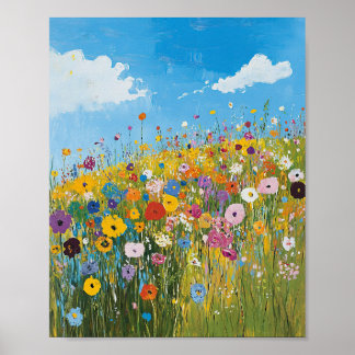 Vibrant Wildflower Field Impressionist Poster Wall