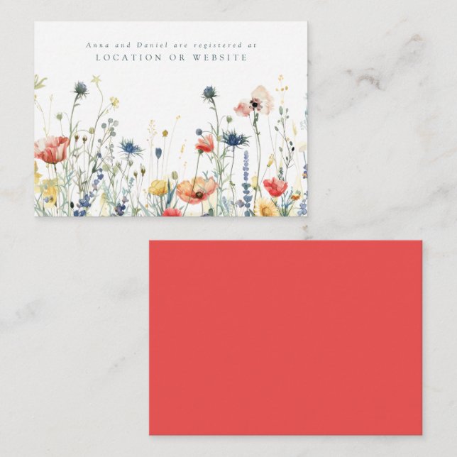 Vibrant Wildflower Field Wedding Registry Enclosure Card (Front/Back)