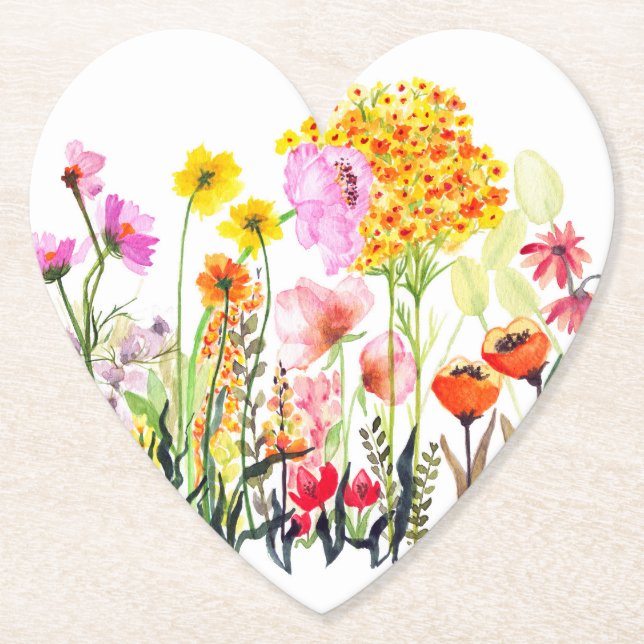 Vibrant wildflower garden paper coaster (Front)